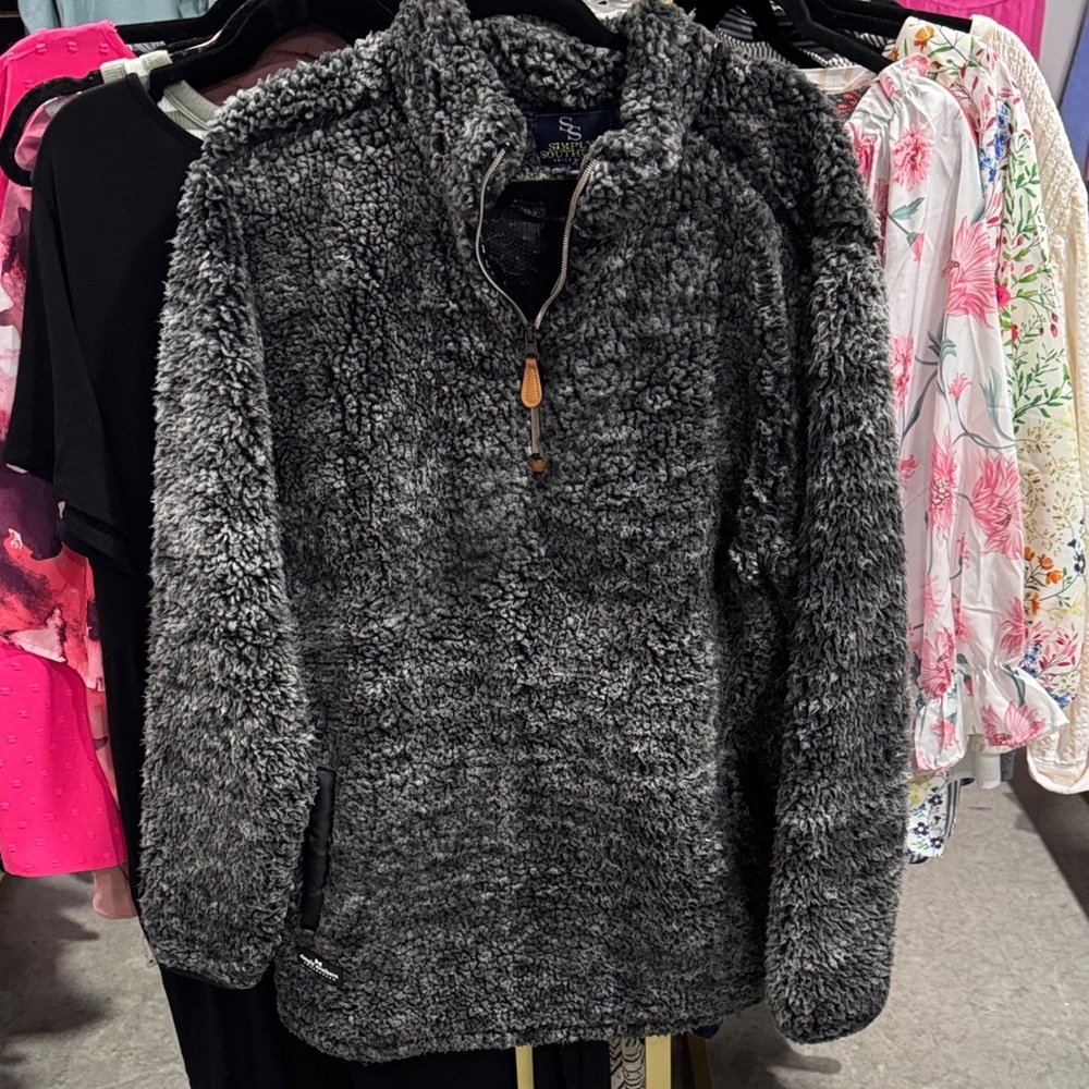 Simply Southern Charcoal Plush Quarter-Zip Pullover